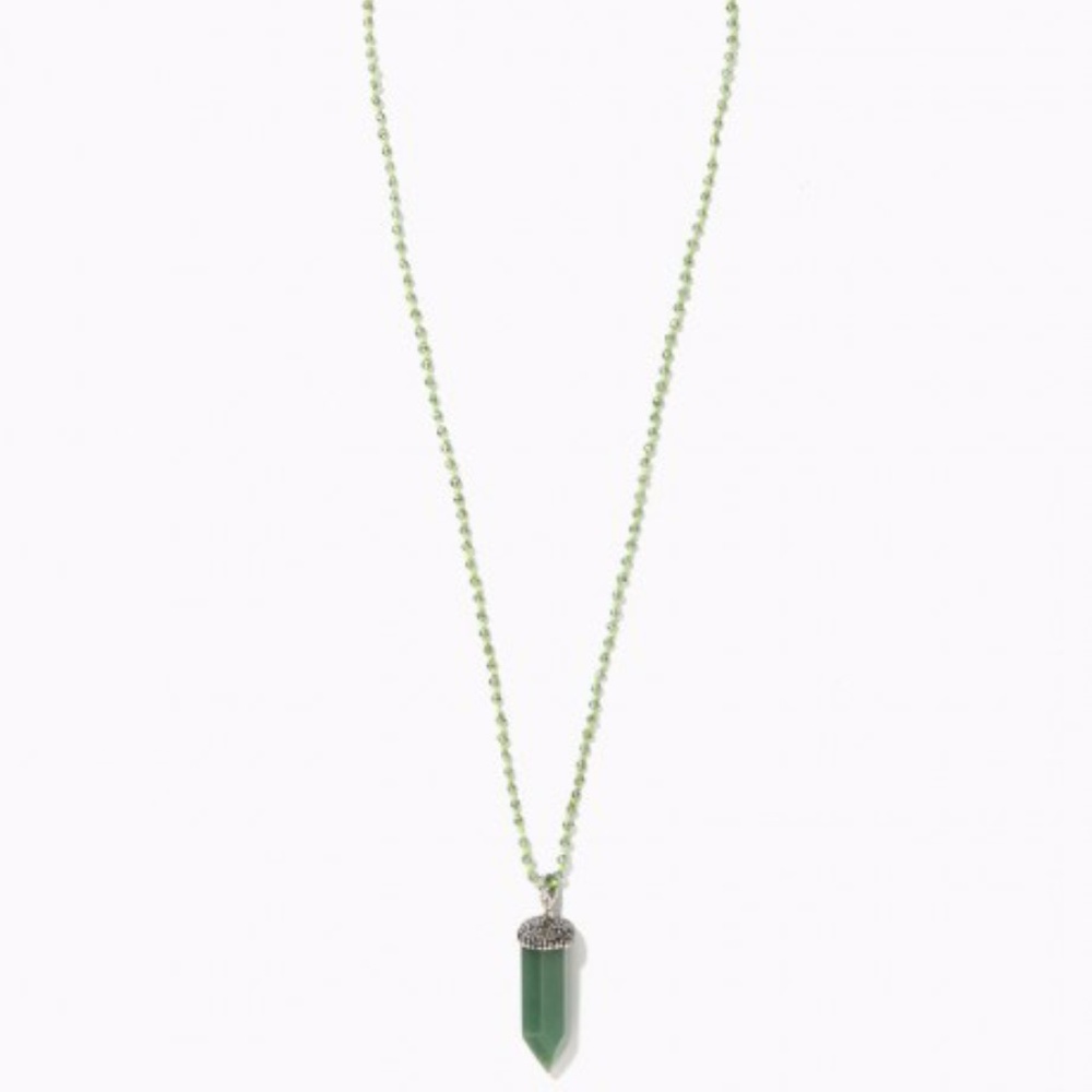 Green Beaded Natural Healing Stone Necklace